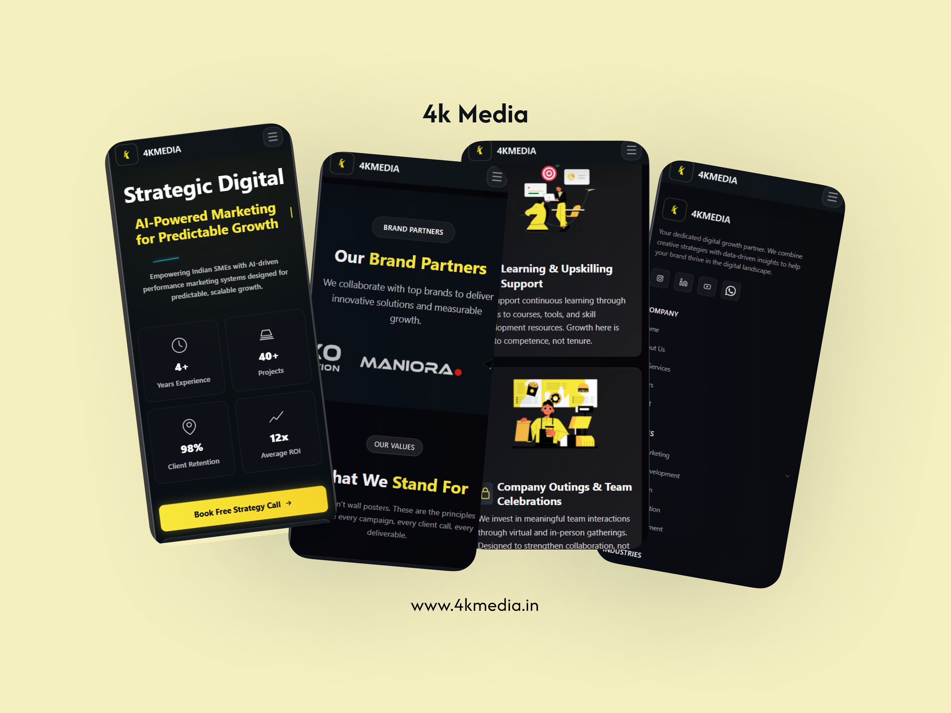 4K Media website mockup